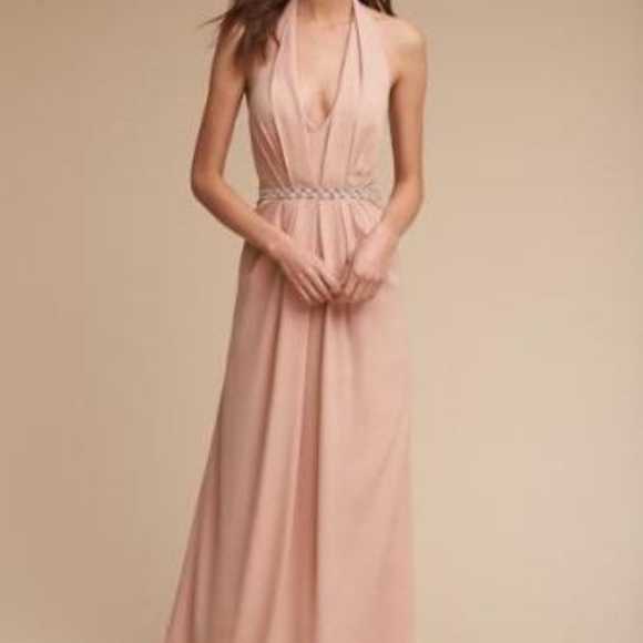 Last chance 🚨🚨NEW BHLDN JILL STUART RASA HALTER PLUNGING NECK MAXI DRESS GOWN - Picture 2 of 5